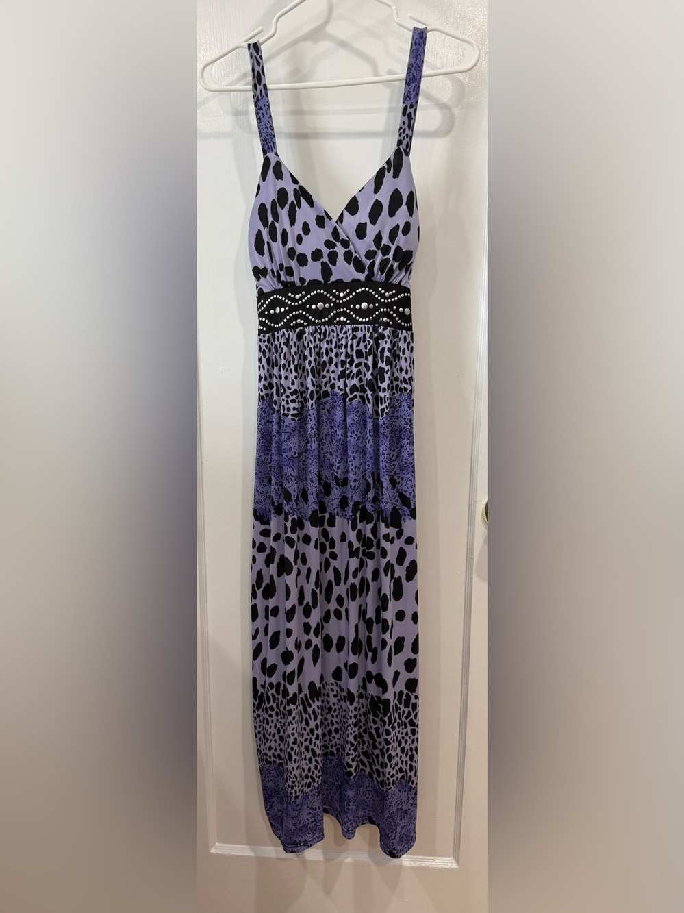 Studio West Purple and Black Animal-Print Maxi Skirt